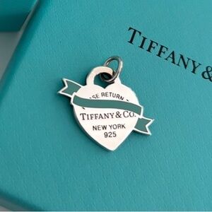 Tiffany & Co. Sterling Silver Return to Tiffany Blue Banner Heart Charm